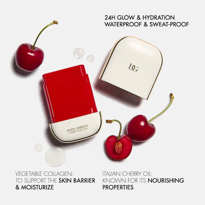 Cherry Glaze Bar 24H Lasting Glow & Waterproof Cream Blush Stick with Vegan Collagen